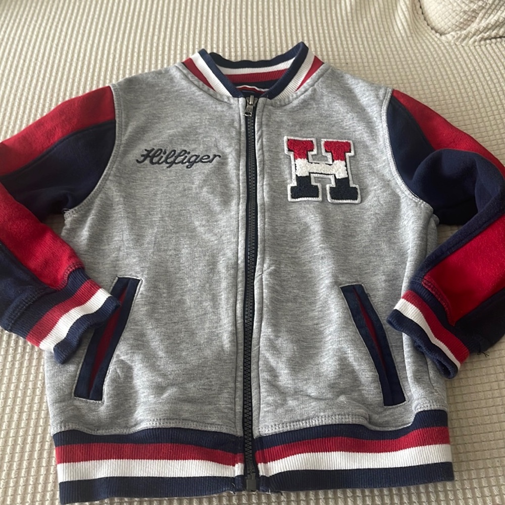 Tommy Hilfiger Boys' Grey Red & Navy Varsity Jacket